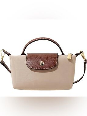 MINI CANVAS CROSSBODY BAG in Khaki. 
Dupe of the Longchamp Pilage
Brand New